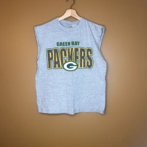 Y2K Gray Green Bay Packers Tank Top Medium - Picture 1 of 4
